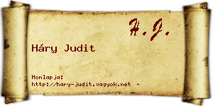 Háry Judit névjegykártya